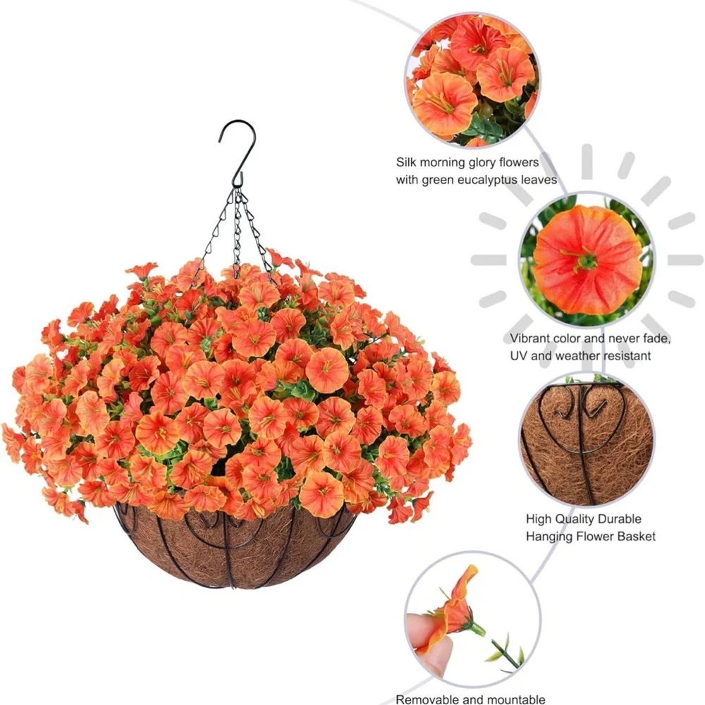Vibrant Orange Hanging Basket Planter
